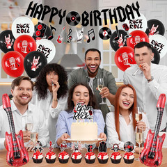 Rock and Roll Birthday Party Decorations – Happy Birthday Banner, Hanging Swirls