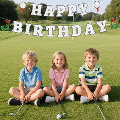 Golf Happy Birthday Banner, Pre-Strung Golf Ball Texture Birthday Party Decorati