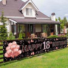 18th Birthday Decorations for Girls, Happy 18th Birthday Banner Rose Gold and Bl