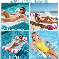 Inflatable Pool Floats Water Hammock for Adult, 2 Pcs Pool Rafts Lounge Chair…