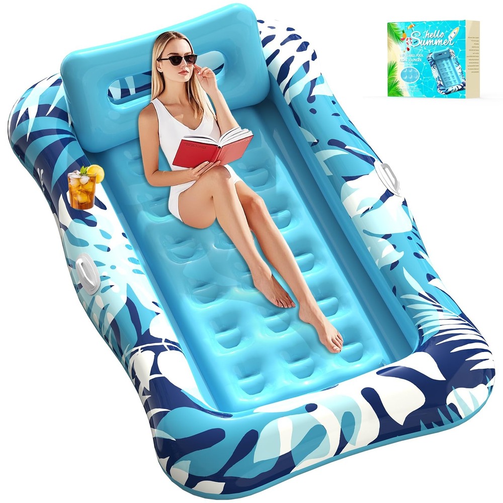 Pool Floats Adult,76″ x 48″ XL Inflatable Tanning Pool Lounger X-Large Blue