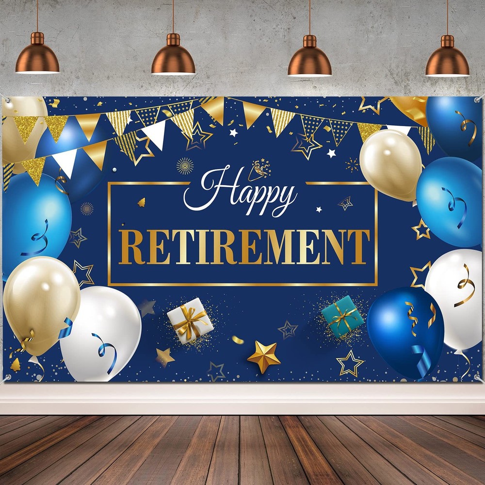 Retirement Party Banner Photo Booth Backdrop Extra Large Fabric Sign