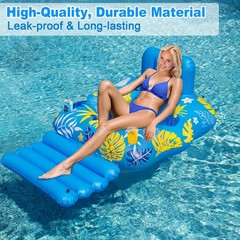 Inflatable Pool Lounger Float, Heavy Duty Pool Floats for Adults with Innovat…