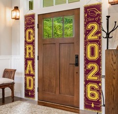 Maroon and Gold Class of 2026 Graduation Banner Graduation Porch Sign Congrats G