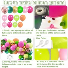 Tropical Luau Balloons Arch Garland Kit Luau Party Decorations with Palm Leav…