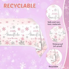 Pink Snowflakes Winter Birthday Disposable Tableware (Plates, Napkins, Forks)