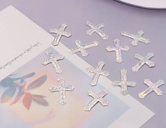 520Pcs Cross Table Confetti Decor Glitter Table Confetti Cross Decoration for B