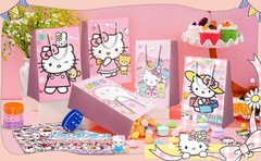110 Pcs Hello Kitty Party Favors,Hello Kitty Kids Party Bag Sticker Chain Badge