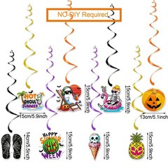 Glittery Happy Summerween Banner Summerween Hanging Swirls Decorations Circle…