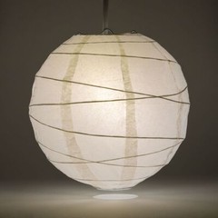 PaperLanternStore.com 16 Inch White Round Paper Lantern, Crisscross Ribbing, …