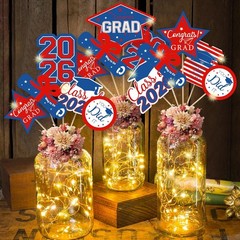 2026 Graduation Table Centerpieces 30Pcs Black Gold Party Decorations with Light