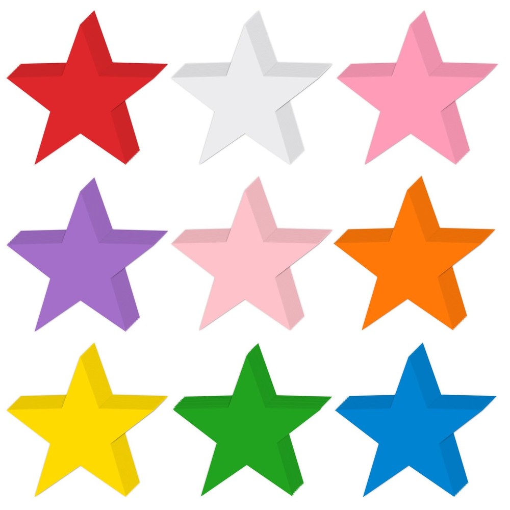 72 Pcs 5.5 Inches Large Star Cutouts, 9-Color Assorted Star Shape Die Cut for…