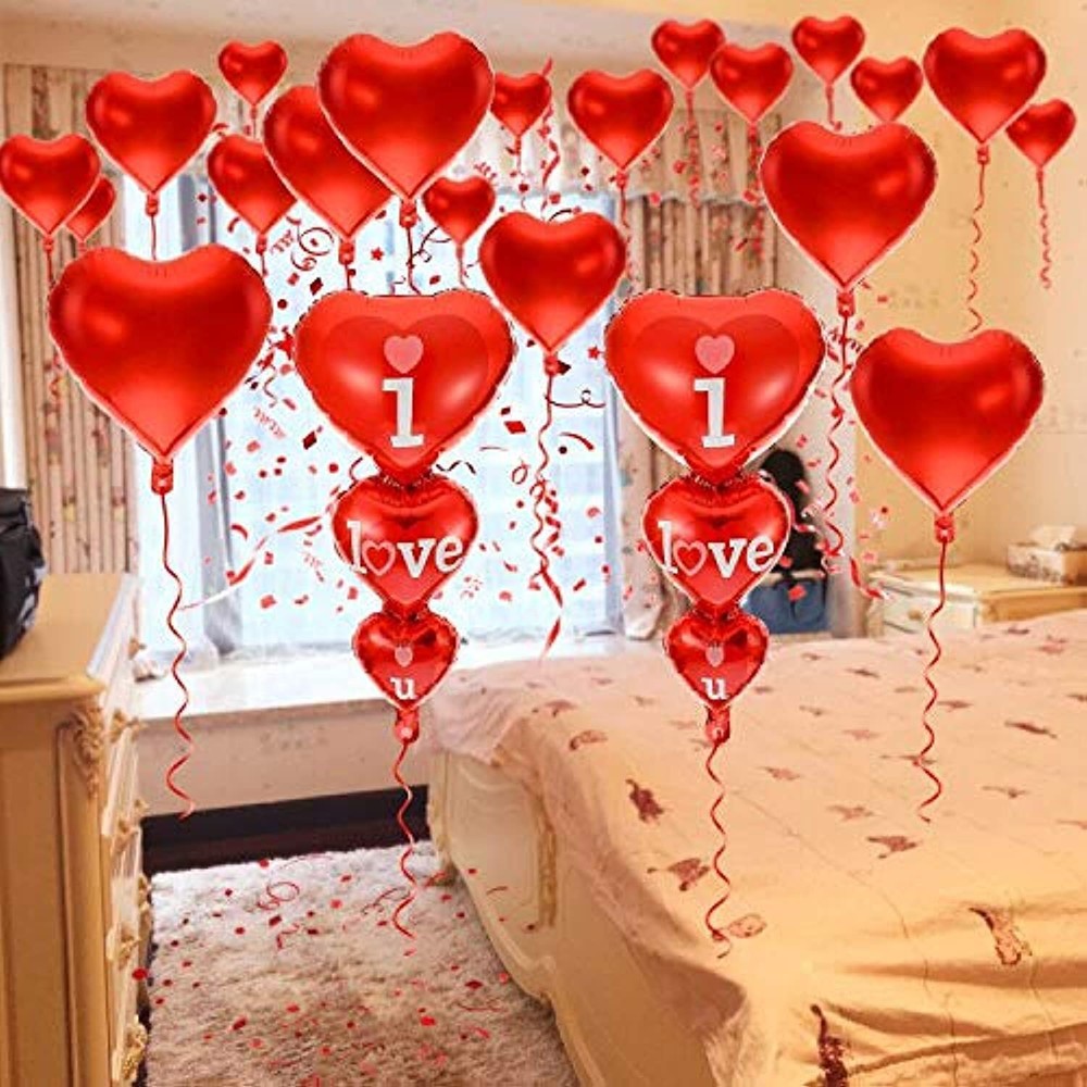 Valentines Day Decorations 20 + 2 I Love You Balloons – Helium Supported – Love