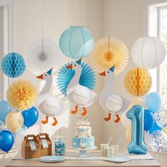 11 Pcs Silly Goose Hanging Decor Silly Goose Party Decorations Pom Poms Flowe…