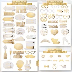 Wedding Photo Booth Props Fully Assembled Gold Signs Funny Reception 60 PCS