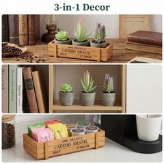 DomeStar Set of 3 Mini Potted Artificial Succulent Plants Faux Plant Green