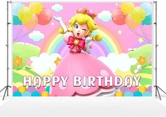 Super Mario Princess Peach Birthday Backdrop Castle Background Photo Banner