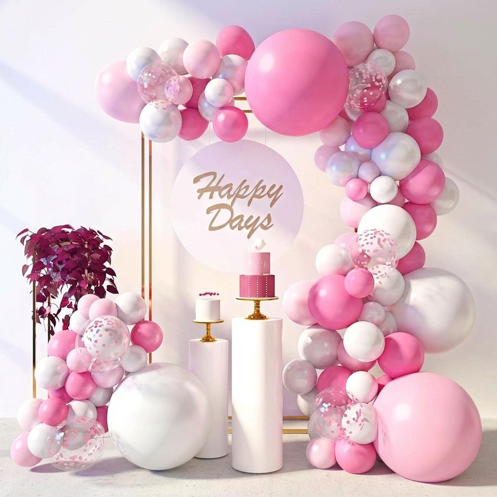 150 PCS Pink White Balloons Different Size of 18 12 10 5 Inch, Pink Confetti …