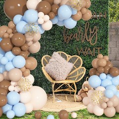 Boho Balloon Garland Arch Kit 142PCS Brown Blue Baby Shower Decorations