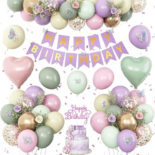 Fairy Birthday Decorations for Women Girls,Fairy Themed Party Pink Green Purple