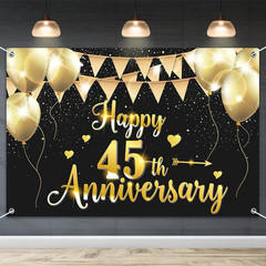 6x4ft Happy 45th Anniversary Banner Backdrop – 45 Wedding Anniversary Decoration