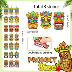 8 Pieces Party Decorations Tiki Hanging Banner Aloha Luau Garlands Hawaiian