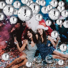 25 Pc Silver Mirror Disco Balls Set for Party Decor