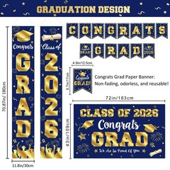 2026 Graduation Decorations – Navy Blue and Gold Graduation Decorations Set Cong