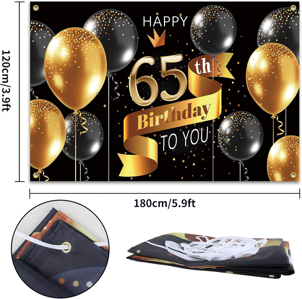 Happy 65Th Birthday Backdrop Banner – 65 Birthday Party Decorations Supplies …