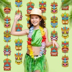 8 Pieces Party Decorations Tiki Hanging Banner Aloha Luau Garlands Hawaiian