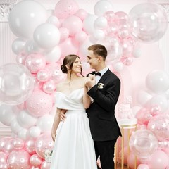 Pink Balloon Arch Kit 177Pcs Double Stuffed Pearl & White Balloons – Wedding