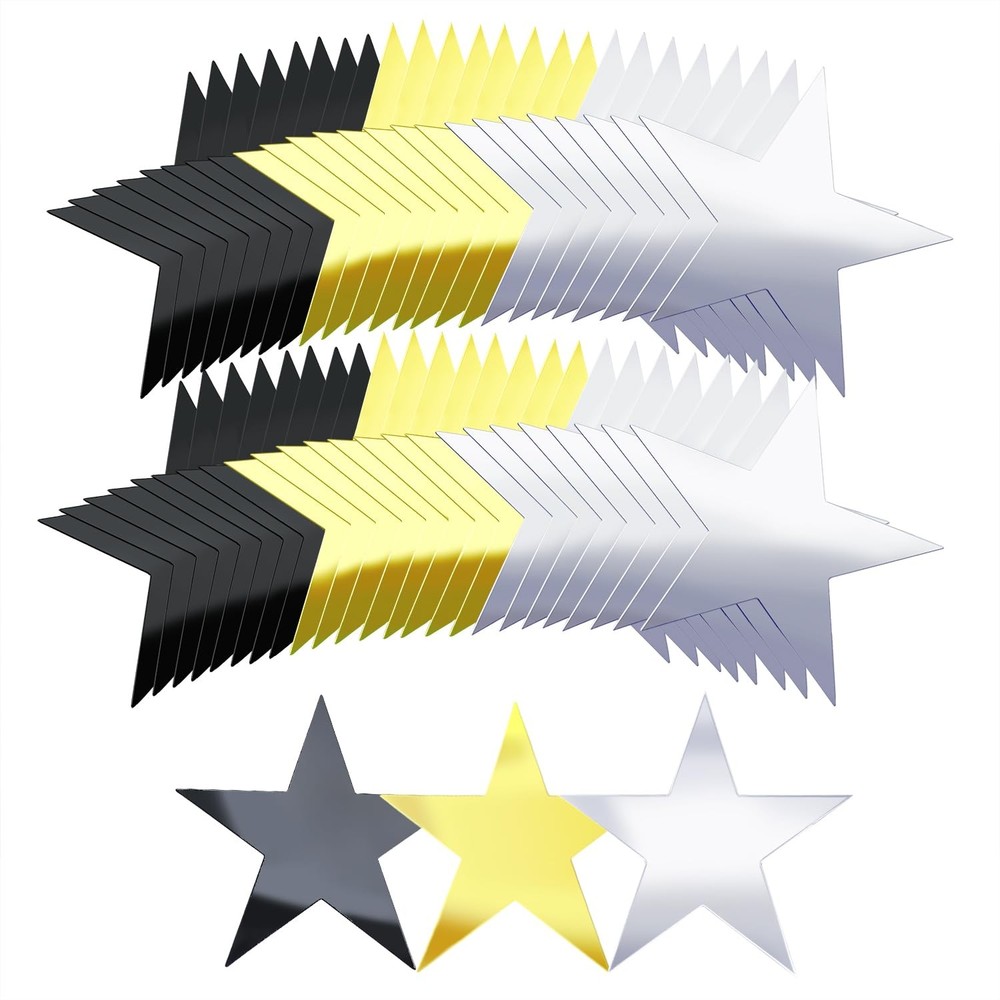 Stars Cutouts 6 Inch Double Printed Paper Star Cardboard Decor Mixed 60 PCS