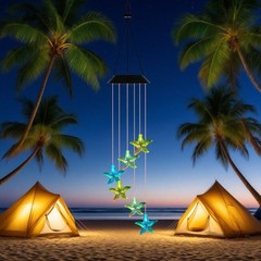Outdoor Solar Starfish Wind Chimes with Vibrant Color Lights and Hanging Hook