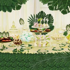 Jungle Party Decorations, 78 Pieces 8 Kinds Artificial Palm Leaves Green