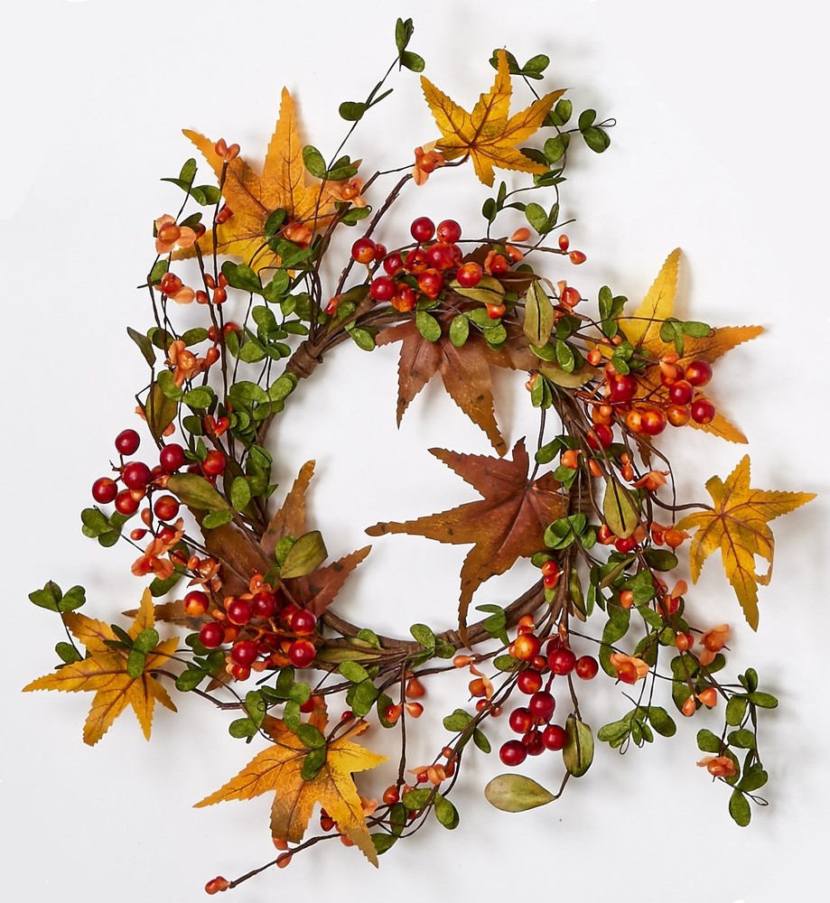 Worth Imports 6.5″, 12″ Outer Diameter Fall Berry & Leaf Candle Ring, Centerp…