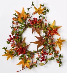 Worth Imports 6.5″, 12″ Outer Diameter Fall Berry & Leaf Candle Ring, Centerp…