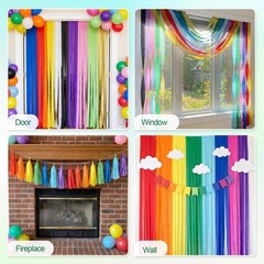 Crepe Paper Streamers 12 Rolls 984ft, 1.77 in x 82 ft, Rainbow Colors