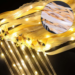 50 Wedding Wands with Ribbons and Bells, LED Silk Fairy Wands (Warm White)
