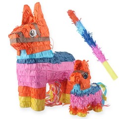 2Pack Donkey Pinata with Hanging Loop Cinco de Mayo Birthday Mexican Party Decor