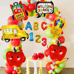 12Pcs Back to School Balloons School Bus Balloon Welcome Back to School Decorati