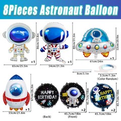 8 Pcs Space Balloons 33 Inch Astronaut Mylar Airship Planet Rocket Galaxy Foi…