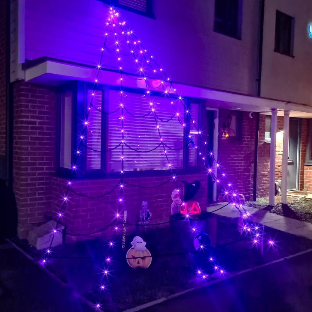 Halloween Decorations 16 Ft Spider Web Lights, Super-Realistic. MISSING PLUG .