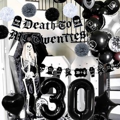 30th Birthday Decorations Pack, Death to My 20s Party Supplies Including Birthda