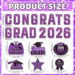 Graduation Car Decorations Magnets, 22pcs Class of 2026 Grad Decor Car Magnet…