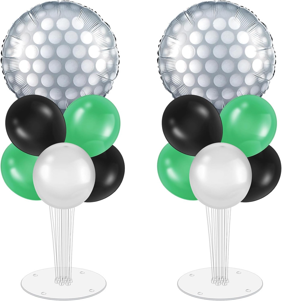 Golf Party Balloons Stand Kit 2 Sets Silver Green Black White Balloons Centerpie