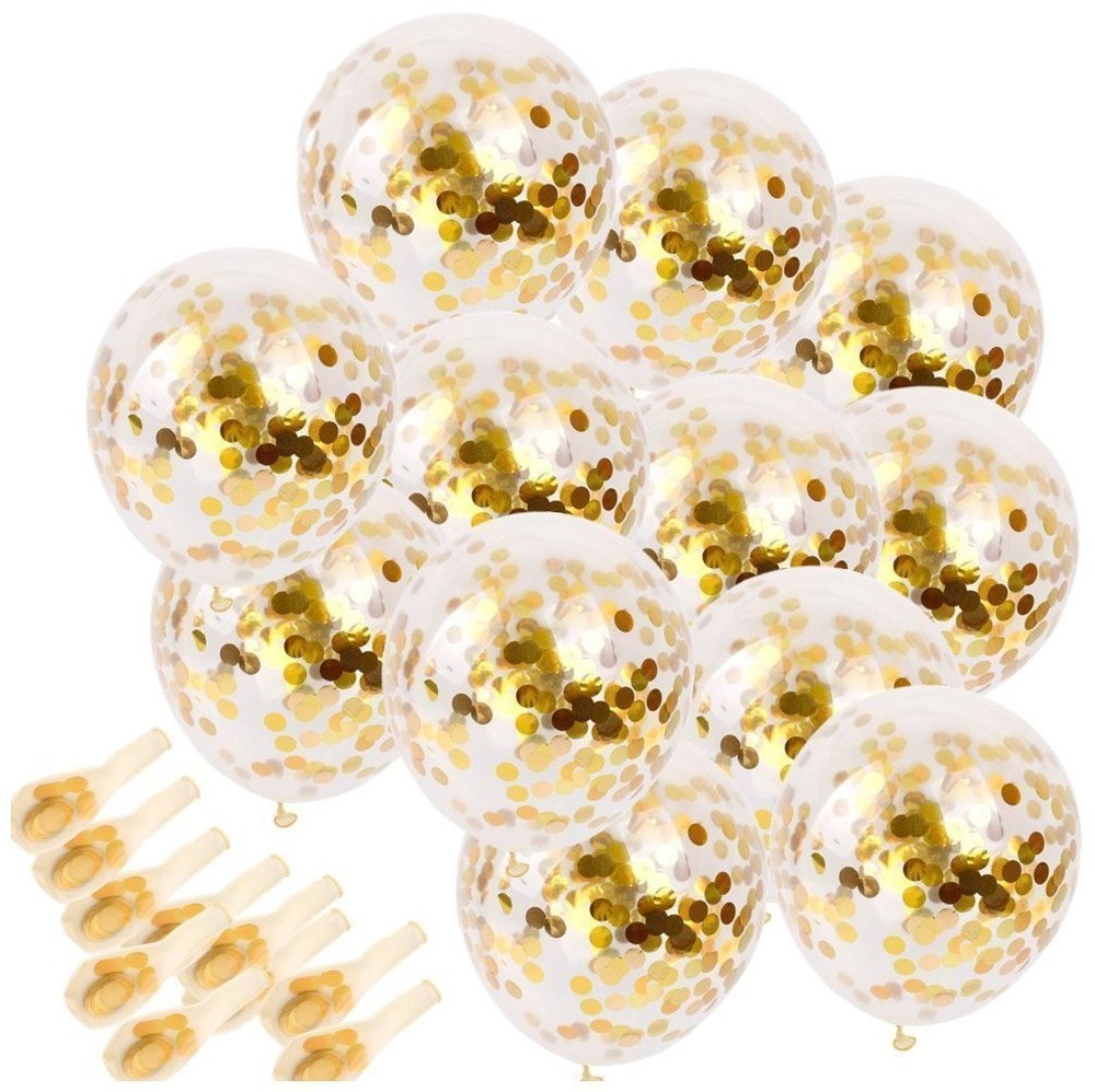 Golden Party Balloons 20PCS, 12 Inch Confetti Filled, Proposal Decor, Gold