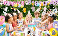 159Pcs Cat Party Decoration Kitty Birthday Balloon Cake Topper Tablecloth Banner