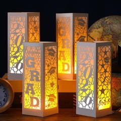 6 PCS Class of 2026 Graduation Lanterns Centerpiece LED Candle Silver Set