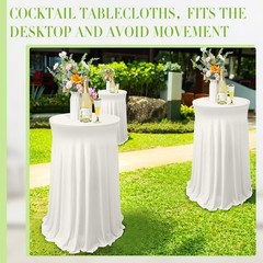 Tegeme 4 Packs Round Spandex Cocktail Tablecloths Skirt 32 X 43 Inch Cocktail