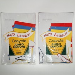 Paper Art Crayola NOS Party Table Centerpiece Happy Birthday Crayons Vintage